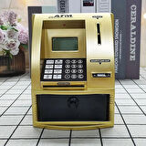 TechTic LCD Ekran ATM Şifreli Kumbara Kağıt Demir Para Girişli Kartlı Sesli Yönlendirme Takvim Saat