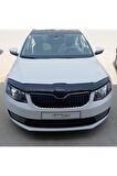 Skoda Octavia Ön Kaput Koruma Rüzgarlığı 3mm Akrilik (ABS) Parlak Siyah Deflektör 2013->
