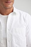 DeFacto Regular Fit Polo Yaka Oxford Basic Düz Uzun Kollu Beyaz Gömlek A8028AX23AUWT34