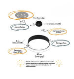 Drum 40cm ( Gri Kasa, Beyaz Işık ) Ledli Modern Led Avize, Salon, Mutfak, Oturma Yatak Odası, Sarkıt