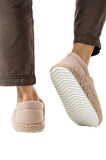 Kadın Lastikli Kaymaz Taban Peluş Havlu Kumaş Ev Ayakkabısı Panduf BEJ