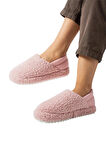 Kadın Lastikli Kaymaz Taban Peluş Havlu Kumaş Ev Ayakkabısı Panduf PUDRA