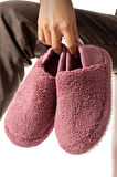 Kadın Lastikli Kaymaz Taban Peluş Havlu Kumaş Ev Ayakkabısı Panduf PEMBE