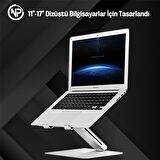 NPO STD6081S Açı Ayarlı Ergonomik Macbook Özel 11"-17" Masaüstü Notebook Stand Gümüş Gri