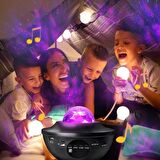 Zenon Starry Projektör Bluetooth+USB Hoparlör Lazer Işıklı Sese Duyarlı Renkli Disko Parti Lambası