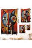Pablo Picasso Tarzı - Soyut Renkli Kedi Duvar Örtüsü-7371