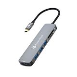 Novoo Type-C to 2*USB-A 3.0 4K HDMI TF SD Kart Okuyucu Dönüştürücü HUB
