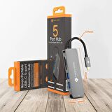 Novoo Type-C to 2*USB-A 3.0 4K HDMI TF SD Kart Okuyucu Dönüştürücü HUB