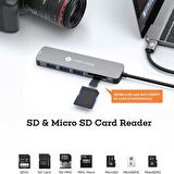 Novoo Type-C to 3*USB-A 3.1 4K HDMI TF SD Kart Okuyucu Dönüştürücü Adaptör