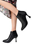 Topuklu Fermuarlı Kadın Bot (8 Cm) SİYAH