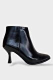 Topuklu Fermuarlı Kadın Bot (8 Cm) SİYAH - SİYAH