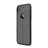 Gpack Apple iPhone Xr Kılıf Niss Silikon Deri GörünümlüNano Glass