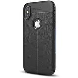 Gpack Apple iPhone Xs Max Kılıf Niss Silikon Deri GörünümlüNano Glass