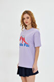 White Fox  Kadın Biber Baskılı Bisiklet Yaka T-shirt