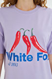 White Fox  Kadın Biber Baskılı Bisiklet Yaka T-shirt