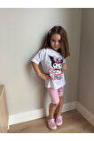 Karakter Baskılı T-shirt ve Taytlı Alt Üst Kız Çocuk Takım (2-8 Yaş)