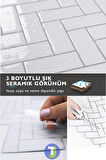 Technojet 3Boyutlu Seramik Efekt Kendinden Yapışkanlı Beyaz Karo PVC Mutfak Tezgah Kaplama 30cm×30cm