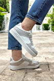 Unisex Spor Sneaker Ayakkabı BEYAZ - GRİ