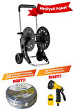 Claber 8940 Hortum Toplama Makarası + 25M Premium Bahçe Hortumu + Sulama Tabancası Tam Set