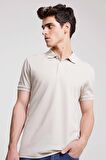 D'S Damat Regular Fit Taş Pike Dokulu %100 Pamuk Kıvrılmaz Polo Yaka Nakışlı T-Shirt 4HC14ORT51000