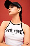 DeFactoFit Crop Bisiklet Yaka Baskılı Ribana Sporcu Atlet B8972AX24SMWT80