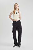 DeFacto Coool Straight Fit Kargo Gabardin Pantolon B7611AX24SPBK27