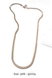 Kısa İtalyan Çelik Kolye-45 CM - Gümüş