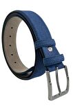 Lacivert Süet Suni Deri Dikişli 4 cm.lik Klasik Kemer - 7400-805