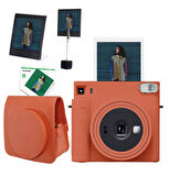 Fujifilm Instax SQ1 Terracotta Turuncu Fotoğraf Makinesi 10'lu Kare Film Deri Kılıf Pleksi Çerçeve v