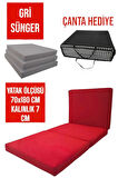 Katlanır Yer Yatağı-sünger Yatak-minder Yatak-(70X180CM KALINLIK 7CM)-çok Amaçlı Yatak-Kırmızı