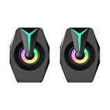 Unico K8 Rgb Ledli USB Girişli 1+1 Kablolu Oyuncu Pc Laptop Bilgisayar Hoparlörü Ses Sistemi Speaker