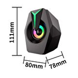 Unico K8 Rgb Ledli USB Girişli 1+1 Kablolu Oyuncu Pc Laptop Bilgisayar Hoparlörü Ses Sistemi Speaker