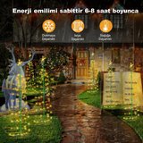 Güneş Enerjili LED Noel Yılbaşı Ağacı Bahçe Solar Balkon Teras Aydınlatması 68 cm 8 Modlu Sıcak Beyaz