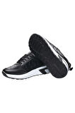 Kadın Günlük Rahat Comfort Taban  Parlak Spor Sneaker Ayakkabı SİYAH - BEYAZ
