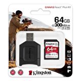 KINGSTON 64GB CANVAS REACT PLUS SDR2/64GB PROFESYONEL SD HAFIZA KARTI