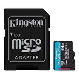 Kingston SDCG4-64GB 64GB microSDXC Canvas Go Plus Gen4 200MB-s A2 U3 V30 Card + ADP Hafıza Kartı