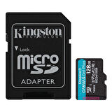 Kingston SDCG4-128GB 128GB microSDXC Canvas Go Plus Gen4 200MB-s A2 U3 V30 Card + ADP Hafıza Kartı