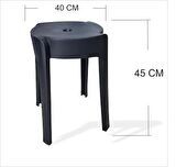 Büyük Geniş Uzun Sağlam Sert Plastik Kırılmaz Hafif 45 cm Banyo Balkon Bahçe Oturak Tabure Sandalye