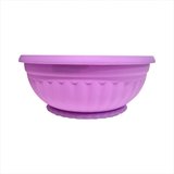 Büyük Geniş Mor Lila 33 cm Çapında Yuvarlak 10 cm Derin Tahliye Delikli Tabaklı Salon Balkon Aranjman Saksısı