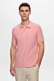 Ds Damat Regular Fit Pembe Pike Dokulu %100 Pamuk Kıvrılmaz Polo Yaka Nakışlı T-Shirt 4HC14ORT51000