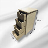 Ahşap Boyanabilir 4 Çekmeceli Takı-makyaj-aksesuar Dekoratif Organizer Kutu