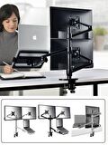 NPO STD7093S 10"-27" Notebook Stand ve Vesa Monitör Tutucu Çift Kol-Gümüş Gri