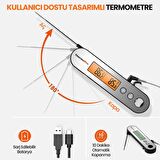 ThermoPro TP610 Su Geçirmez, Dijital ve Işıklı Çift Problu Katlanabilir Profesyonel Gıda Termometre