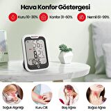 ThermoPro TP358 Telefon Kontrollü, Saatli, Takvimli, İç Mekan Sıcaklık ve Nem Ölçer Termometre