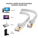 Ancheyn Cat7 Ethernet RJ45 Modem İnternet Kablosu 10Gbps 600Mhz Flat Kablo 15 Metre 4964