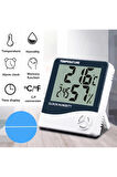 Termometre Dijital Sıcaklık Ve Nem Ölçer Duvar Tipi Masa Tipi Lcd Ekran Saat Alarm