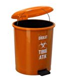 Safell Pedallı Tıbbi Atık Çöp Kovası 30 Litre Turuncu - Çıkarılabilir İç Kovalı