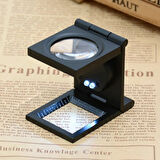 TH9005A Katlanabilir Metal Işıklı Büyüteç – 8x Zoom, LED Aydınlatmalı, Deri Kılıflı