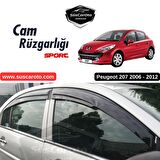 Peugeot 207 2006-2012 Uyumlu Mugen Cam Rüzgarlığı Seti Piano Black 4'lü İthal