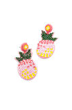 Ananas Boncuk Küpe - Pembe